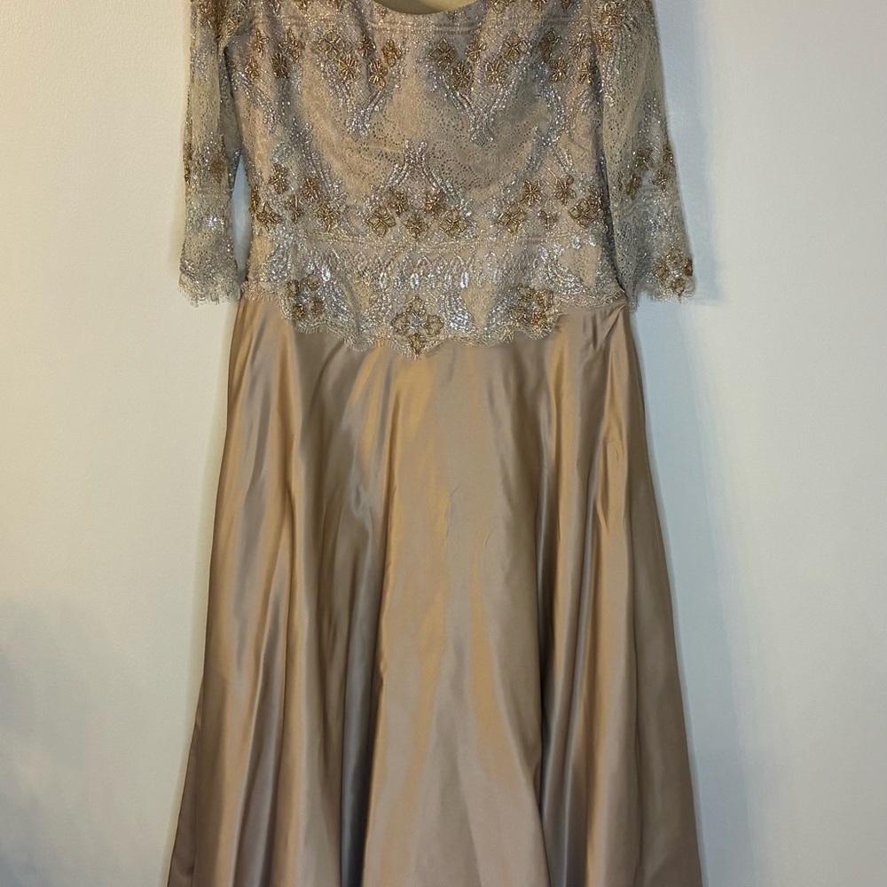 Chris Kole size 12 Elegant Gold and Silver Lace Dress